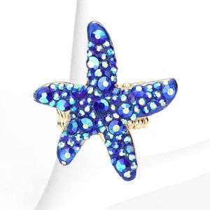 Cobalt Blue Crystal Starfish Ring